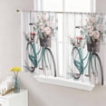 thumbnail image 1 of Sheer Curtains 54 Inch Length 2 Panels Set for Kitchen, Bicycles Semi Sheer Curtains for Windows, Country Vehicle Botanical Flowers Wooden Plank Voile Window Treatments Rod Pocket Curtain, 1 of 7