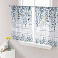 thumbnail image 1 of Sheer Curtains 54 Inch Length 2 Panels Set for Kitchen, Blue Eucalyptus Leaves Semi Sheer Curtains for Windows, Summer Botanical Wooden Weeping Voile Window Treatments Rod Pocket Curtain, 1 of 7