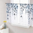 thumbnail image 1 of Sheer Curtains 54 Inch Length 2 Panels Set for Kitchen, Blue Eucalyptus Leaves Semi Sheer Curtains for Windows, Watercolor Summer Leaf Voile Window Treatments Rod Pocket Curtain, 1 of 7