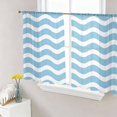 thumbnail image 1 of Sheer Curtains 54 Inch Length 2 Panels Set for Kitchen, Blue White Semi Sheer Curtains for Windows, Modern Abstract Waves Water Ripple Striped Voile Window Treatments Rod Pocket Curtain, 1 of 7