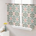 thumbnail image 1 of Sheer Curtains 54 Inch Length 2 Panels Set for Kitchen, Boho Flowers Semi Sheer Curtains for Windows, Farmhouse Abstract Geometric Patterned Voile Window Treatments Rod Pocket Curtain, 1 of 7
