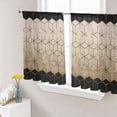 thumbnail image 1 of Sheer Curtains 54 Inch Length 2 Panels Set for Kitchen, Brown Geometric Semi Sheer Curtains for Windows, Modern Abstract Art Ombre Voile Window Treatments Rod Pocket Curtain, 1 of 7