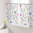 thumbnail image 1 of Sheer Curtains 54 Inch Length 2 Panels Set for Kitchen, Colorful Floral Semi Sheer Curtains for Windows, Watercolor Vintage Flower Spring Plant Voile Window Treatments Rod Pocket Curtain, 1 of 7