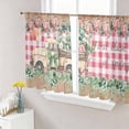 thumbnail image 1 of Sheer Curtains 54 Inch Length 2 Panels Set for Kitchen, Eucalyptus Trucks Semi Sheer Curtains for Windows, Spring Rustic Floral Wooden Red Plaid Voile Window Treatments Rod Pocket Curtain, 1 of 7