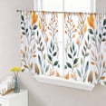 thumbnail image 1 of Sheer Curtains 54 Inch Length 2 Panels Set for Kitchen, Green Orange Leaves Semi Sheer Curtains for Windows, Spring Garden Botanical Voile Window Treatments Rod Pocket Curtain, 1 of 7