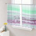 thumbnail image 1 of Sheer Curtains 54 Inch Length 2 Panels Set for Kitchen, Green Purple Ombre Semi Sheer Curtains for Windows, Abstract Modern Art Fluid Striped Voile Window Treatments Rod Pocket Curtain, 1 of 7
