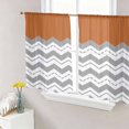 thumbnail image 1 of Sheer Curtains 54 Inch Length 2 Panels Set for Kitchen, Grey Chevron Semi Sheer Curtains for Windows, Geometric Orange Print Wavy Striped White Voile Window Treatments Rod Pocket Curtain, 1 of 7