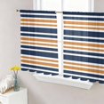 thumbnail image 1 of Sheer Curtains 54 Inch Length 2 Panels Set for Kitchen, Orange Navy Blue Striped Semi Sheer Curtains for Windows, Gradient Horizontal Lines Voile Window Treatments Rod Pocket Curtain, 1 of 7