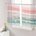 thumbnail image 1 of Sheer Curtains 54 Inch Length 2 Panels Set for Kitchen, Peach Blue Ombre Semi Sheer Curtains for Windows, Abstract Modern Art Fluid Striped Voile Window Treatments Rod Pocket Curtain, 1 of 7