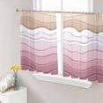 thumbnail image 1 of Sheer Curtains 54 Inch Length 2 Panels Set for Kitchen, Pink Ombre Stripe Semi Sheer Curtains for Windows, Abstract Summer Beach Coastal Voile Window Treatments Rod Pocket Curtain, 1 of 7