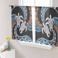 thumbnail image 1 of Sheer Curtains 54 Inch Length 2 Panels Set for Kitchen, Polynesia Texture Semi Sheer Curtains for Windows, Retro Traditional Tribe Turtle Abstract Voile Window Treatments Rod Pocket Curtain, 1 of 7