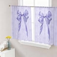 thumbnail image 1 of Sheer Curtains 54 Inch Length 2 Panels Set for Kitchen, Purple Bow Semi Sheer Curtains for Windows, Cute Bowknot Simple Pure Color Voile Window Treatments Rod Pocket Curtain, 1 of 7