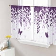 thumbnail image 1 of Sheer Curtains 54 Inch Length 2 Panels Set for Kitchen, Purple Spring Botanical Semi Sheer Curtains for Windows, Weeping Eucalyptus Butterfly Voile Window Treatments Rod Pocket Curtain, 1 of 7