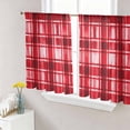 thumbnail image 1 of Sheer Curtains 54 Inch Length 2 Panels Set for Kitchen, Red Plaid Semi Sheer Curtains for Windows, Modern Art Checkered Farmhouse Voile Window Treatments Rod Pocket Curtain, 1 of 7