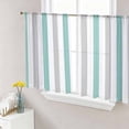 thumbnail image 1 of Sheer Curtains 54 Inch Length 2 Panels Set for Kitchen, Turquoise Gray Striped Semi Sheer Curtains for Windows, Farmhouse Stripe Art Voile Window Treatments Rod Pocket Curtain, 1 of 7