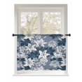 thumbnail image 1 of Sheer Curtains 54 Inch Length, Blue White Flowers Semi Sheer Curtains Light Filtering Window Treatment, Country Vintage Botanical Floral Privacy Voile Drapes for Living Room Bedroom 52x54 Inch, 1 of 7