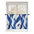 thumbnail image 1 of Sheer Curtains 54 Inch Length, Blue White Moire Semi Sheer Curtains Light Filtering Window Treatment, Modern Abstract Art Privacy Voile Drapes for Living Room Bedroom 52x54 Inch, 1 of 7