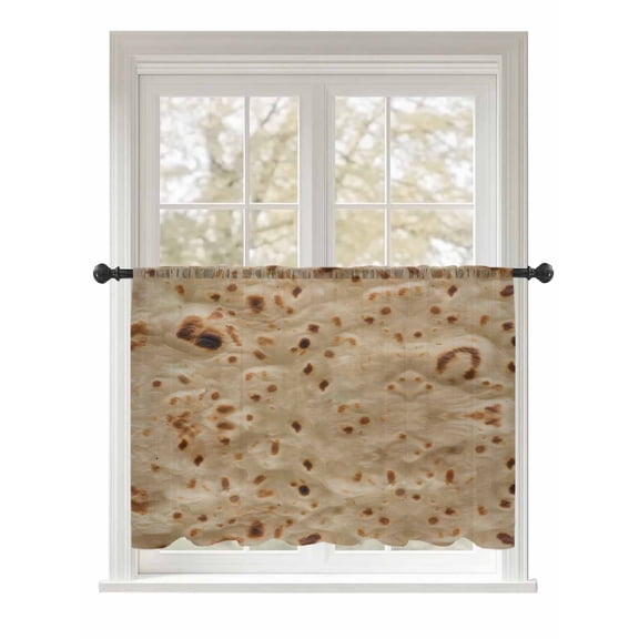 Sheer Curtains 54 Inch Length, Bread Semi Sheer Curtains Light Filtering Window Treatment, Farmhouse Chic Abstract Food Texture Brown Privacy Voile Drapes for Living Room Bedroom 52x54 Inch