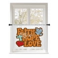 thumbnail image 1 of Sheer Curtains 54 Inch Length, Burnt Orange Words Semi Sheer Curtains Light Filtering Window Treatment, Funny Words Retro Art Privacy Voile Drapes for Living Room Bedroom 52x54 Inch, 1 of 7