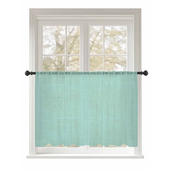 Sheer Curtains 54 Inch Length, Linen Mint Green Semi Sheer Curtains Light Filtering Window Treatment, Modern Minimalist Pure Solid Color Privacy Voile Drapes for Living Room Bedroom 52x54 Inch