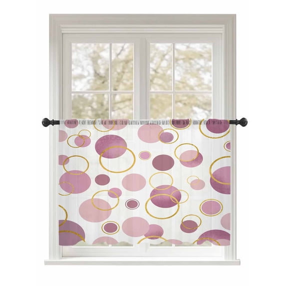 Sheer Curtains 54 Inch Length, Pin Polka Dots Semi Sheer Curtains Light Filtering Window Treatment, Modern Abstract Art Privacy Voile Drapes for Living Room Bedroom 52x54 Inch