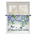 thumbnail image 1 of Sheer Curtains 54 Inch Length, Purple Hydrangea Semi Sheer Curtains Light Filtering Window Treatment, Spring Eucalyptus Butterfly Pastoral Privacy Voile Drapes for Living Room Bedroom 52x54 Inch, 1 of 7