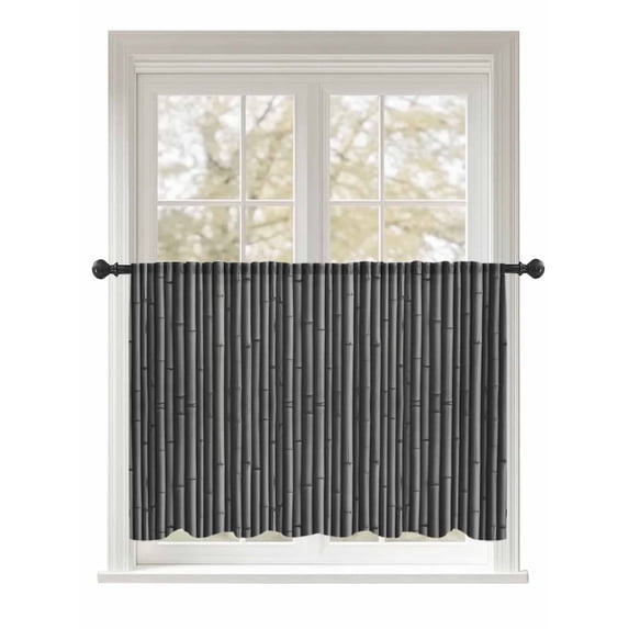 Sheer Curtains 54 Inch Length, Vintage Black Semi Sheer Curtains Light Filtering Window Treatment, Country Farmhouse Plants Tree Pattern Privacy Voile Drapes for Living Room Bedroom 52x54 Inch