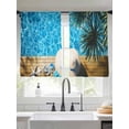 thumbnail image 1 of Sheer Curtains 54 Inches Long 2 Panels, Summer Blue Water Hat Palm Tree Rod Pocket Curtain Voile Draperies, Ocean Starfish Light Filtering Window Treatment for Living Room Kitchen Bedroom, 1 of 8