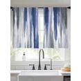 thumbnail image 1 of Sheer Curtains 54 Inches Long 2 Panels, Watercolor Blue Grey Oil Painting Art Rod Pocket Curtain Voile Draperies, Modern Abstract Light Filtering Window Treatment for Living Room Kitchen Bedroom, 1 of 8