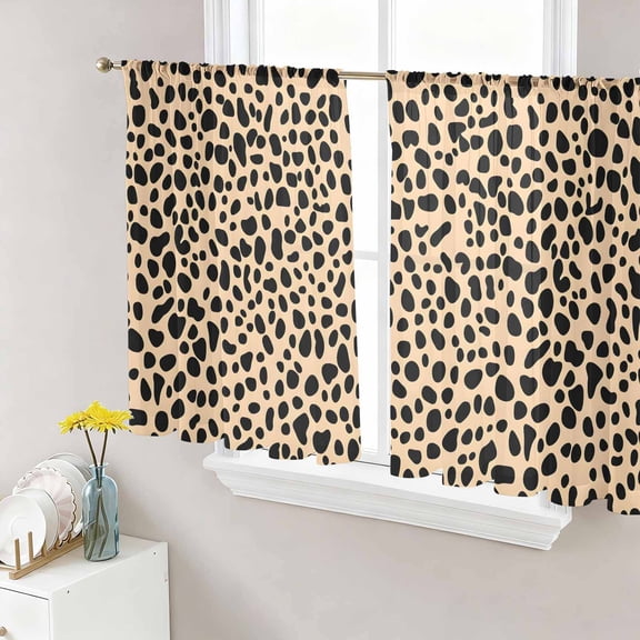 Sheer Curtains 54 Inches Long, Black Beige Modern Light Filtering Window Curtains for Living Room/Bedroom, Abstract Art Retro Rod Pocket Voile Sheer Curtain Drapes, 52"W x 54"L, 2 Panels