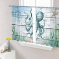 thumbnail image 1 of Sheer Curtains 54 Inches Long, Coastal Octopus Light Filtering Window Curtains for Living Room, Nautical Starfish Seaweed Coral Wooden Rod Pocket Voile Sheer Curtain Drapes, 52"W x 54"L, 2 Panels, 1 of 8