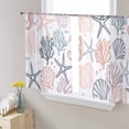 thumbnail image 1 of Sheer Curtains 54 Inches Long, Green Pink Coral Starfish Seahorse Shell Light Filtering Window Curtains for Living Room, Coastal Ocean Rod Pocket Voile Sheer Curtain Drapes, 52"W x 54"L, 2 Panels, 1 of 9