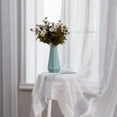 thumbnail image 1 of Sheer Curtains 54 Inches Long for Living Room Bedroom, Bathroom Curtain Window Grommet Voile Drapes, Stripe Farmhouse Curtains Faux Linen Window Treatments Semi Curtain, Beige, 52"X54", 2 Panels, 1 of 9