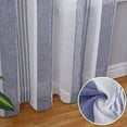 thumbnail image 1 of Sheer Curtains 54 Inches Long for Living Room Bedroom, Bathroom Curtain Window Grommet Voile Drapes, Stripe Farmhouse Curtains Faux Linen Window Treatments Semi Curtain, Navy Blue, 52"X54", 2 Panels, 1 of 7