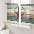 thumbnail image 1 of Sheer Curtains 54 Inches Long, Texas Star Light Filtering Window Curtains for Living Room/Bedroom, Country Teal Brown Farmhouse Wooden Rod Pocket Voile Sheer Curtain Drapes, 52"W x 54"L, 2 Panels, 1 of 8