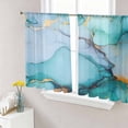 thumbnail image 1 of Sheer Curtains 54 Inches Long, Turquoise Marble Light Filtering Window Curtains for Living Room, Abstract Green Modern Luxury Cracks Rod Pocket Voile Sheer Curtain Drapes, 52"W x 54"L, 2 Panels, 1 of 8