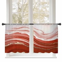 Sheer Curtains 54 inches Long, Abstract Fluid Art Vintage Red Gradient Oil Painting Light Filtering Sheer Window Curtains Rod Pocket Voile Drapes for Bedroom Living Room, 52"W x 54"L 2 Panels