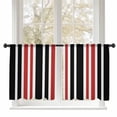 thumbnail image 1 of Sheer Curtains 54 inches Long, Black Red Stripe Minimalist Vertical Stripes Modern Art Light Filtering Sheer Window Curtains Rod Pocket Voile Drapes for Bedroom Living Room, 52"W x 54"L 2 Panels, 1 of 7