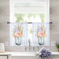 thumbnail image 1 of Sheer Curtains 54 inches Long, Blue Plaid Rose Flower Printing Light Filtering Sheer Window Curtains Rod Pocket Voile Drapes for Bedroom Living Room, 52"W x 54"L 2 Panels, 1 of 7