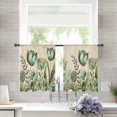 thumbnail image 1 of Sheer Curtains 54 inches Long, Green Tulip Watercolor Floral Retro Linen Light Filtering Sheer Window Curtains Rod Pocket Voile Drapes for Bedroom Living Room, 52"W x 54"L 2 Panels, 1 of 7