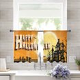 thumbnail image 1 of Sheer Curtains 54 inches Long, Happy Halloween Old Fort Bright Moon Orange Background Light Filtering Sheer Window Curtains Rod Pocket Voile Drapes for Bedroom Living Room, 52"W x 54"L 2 Panels, 1 of 7