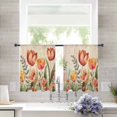 thumbnail image 1 of Sheer Curtains 54 inches Long, Red Tulip Eucalyptus Watercolor Floral Plants Retro Linen Light Filtering Sheer Window Curtains Rod Pocket Voile Drapes for Bedroom Living Room, 52"W x 54"L 2 Panels, 1 of 7