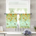 thumbnail image 1 of Sheer Curtains 54 inches Long, Sunflowers Eucalyptus Butterfly Floral Watercolor Green Light Filtering Sheer Window Curtains Rod Pocket Voile Drapes for Bedroom Living Room, 52"W x 54"L 2 Panels, 1 of 7