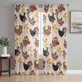 thumbnail image 1 of Sheer Curtains 63 Inch Length 2 Panels Set for Bedroom, Farmhouse Rooster Semi Sheer Curtains for Windows, Vintage Watercolor Flowers Beige Voile Window Treatments Rod Pocket Curtain, 1 of 7