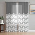 thumbnail image 1 of Sheer Curtains 63 Inch Length 2 Panels Set for Bedroom, Grey Chevron Semi Sheer Curtains for Windows, Geometric Ocean Abstract Wavy Striped White Voile Window Treatments Rod Pocket Curtain, 1 of 7