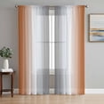 thumbnail image 1 of Sheer Curtains 63 Inch Length 2 Panels Set for Bedroom, Orange Grey Semi Sheer Curtains for Windows, Gray Farmhouse Modern Rustic Voile Window Treatments Rod Pocket Curtain, 1 of 7