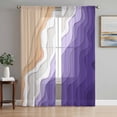 thumbnail image 1 of Sheer Curtains 63 Inch Length 2 Panels Set for Bedroom, Purple Coastal Beach Semi Sheer Curtains for Windows, Modern Gradient Abstract Sea Waves Voile Window Treatments Rod Pocket Curtain, 1 of 7