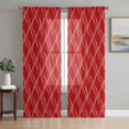 thumbnail image 1 of Sheer Curtains 63 Inch Length 2 Panels Set for Bedroom, Red White Stripes Semi Sheer Curtains for Windows, Simple Geometric Modern Monochrome Voile Window Treatments Rod Pocket Curtain, 1 of 7