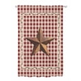 thumbnail image 1 of Sheer Curtains 63 Inch Length, Brown Western Texas Star Vintage Semi Sheer Curtains Light Filtering Window Treatment, Rustic Farmhouse Red Plaid Privacy Voile Drapes for Living Room 52x63 Inch, 1 of 7