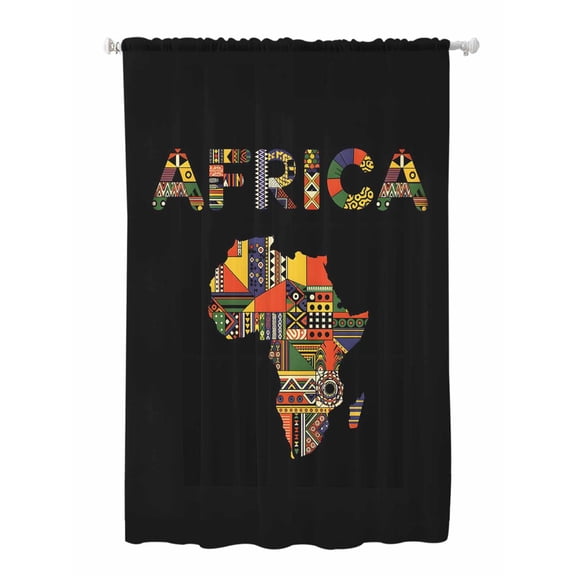 Sheer Curtains 63 Inch Length, North America Semi Sheer Curtains Light Filtering Window Treatment, Colorful Maps Boho Ethnic Patterned Art Privacy Voile Drapes for Living Room Bedroom 52x63 Inch
